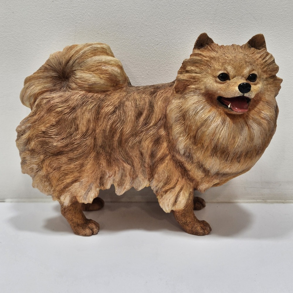 Danbury Mint Playful Pomeranian Resin Dog Statue Figurine Puppy Sculpture Figure